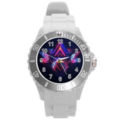 Abstract Desktop Backgrounds Round Plastic Sport Watch (l)