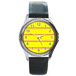 Background Image Horizontal Lines And Stripes Seamless Tileable Magenta Yellow Round Metal Watch Front