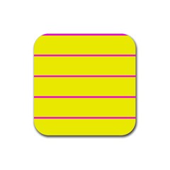 Background Image Horizontal Lines And Stripes Seamless Tileable Magenta Yellow Rubber Coaster (square)  by Amaryn4rt