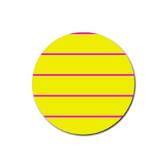 Background Image Horizontal Lines And Stripes Seamless Tileable Magenta Yellow Rubber Coaster (round)  by Amaryn4rt