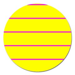 Background Image Horizontal Lines And Stripes Seamless Tileable Magenta Yellow Magnet 5  (round) by Amaryn4rt