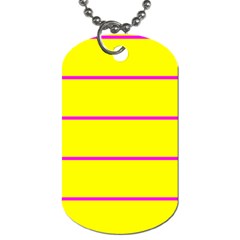 Background Image Horizontal Lines And Stripes Seamless Tileable Magenta Yellow Dog Tag (one Side) by Amaryn4rt