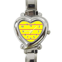 Background Image Horizontal Lines And Stripes Seamless Tileable Magenta Yellow Heart Italian Charm Watch by Amaryn4rt