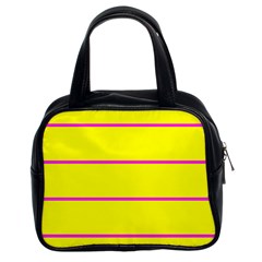 Background Image Horizontal Lines And Stripes Seamless Tileable Magenta Yellow Classic Handbags (2 Sides) by Amaryn4rt