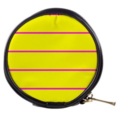 Background Image Horizontal Lines And Stripes Seamless Tileable Magenta Yellow Mini Makeup Bags by Amaryn4rt