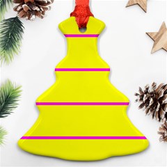 Background Image Horizontal Lines And Stripes Seamless Tileable Magenta Yellow Ornament (christmas Tree)  by Amaryn4rt