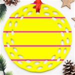 Background Image Horizontal Lines And Stripes Seamless Tileable Magenta Yellow Round Filigree Ornament (Two Sides) Back