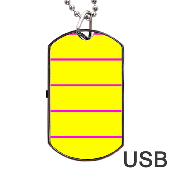 Background Image Horizontal Lines And Stripes Seamless Tileable Magenta Yellow Dog Tag USB Flash (Two Sides)