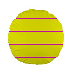 Background Image Horizontal Lines And Stripes Seamless Tileable Magenta Yellow Standard 15  Premium Round Cushions