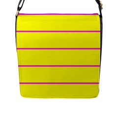 Background Image Horizontal Lines And Stripes Seamless Tileable Magenta Yellow Flap Messenger Bag (l)  by Amaryn4rt