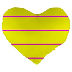 Background Image Horizontal Lines And Stripes Seamless Tileable Magenta Yellow Large 19  Premium Flano Heart Shape Cushions by Amaryn4rt