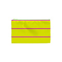 Background Image Horizontal Lines And Stripes Seamless Tileable Magenta Yellow Cosmetic Bag (xs) by Amaryn4rt