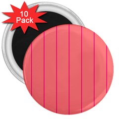 Background Image Vertical Lines And Stripes Seamless Tileable Deep Pink Salmon 3  Magnets (10 Pack)  by Amaryn4rt