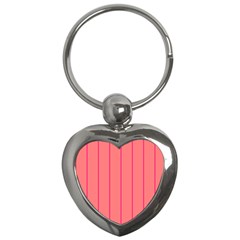 Background Image Vertical Lines And Stripes Seamless Tileable Deep Pink Salmon Key Chains (heart)  by Amaryn4rt