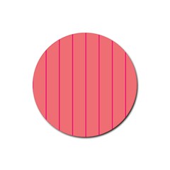 Background Image Vertical Lines And Stripes Seamless Tileable Deep Pink Salmon Rubber Coaster (round)  by Amaryn4rt