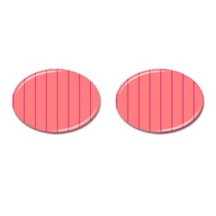 Background Image Vertical Lines And Stripes Seamless Tileable Deep Pink Salmon Cufflinks (oval) by Amaryn4rt