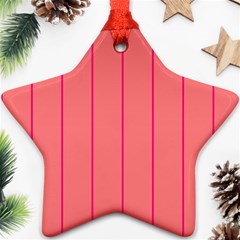 Background Image Vertical Lines And Stripes Seamless Tileable Deep Pink Salmon Star Ornament (two Sides)