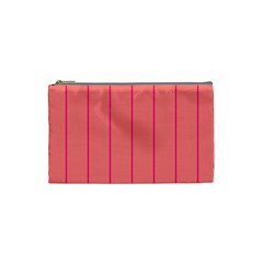 Background Image Vertical Lines And Stripes Seamless Tileable Deep Pink Salmon Cosmetic Bag (small)  by Amaryn4rt