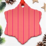 Background Image Vertical Lines And Stripes Seamless Tileable Deep Pink Salmon Snowflake Ornament (Two Sides) Front