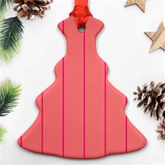 Background Image Vertical Lines And Stripes Seamless Tileable Deep Pink Salmon Christmas Tree Ornament (two Sides) by Amaryn4rt