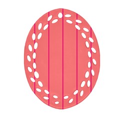 Background Image Vertical Lines And Stripes Seamless Tileable Deep Pink Salmon Ornament (oval Filigree) by Amaryn4rt