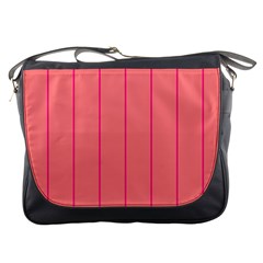 Background Image Vertical Lines And Stripes Seamless Tileable Deep Pink Salmon Messenger Bags by Amaryn4rt