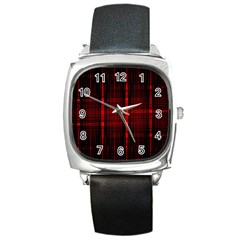 Black And Red Backgrounds Square Metal Watch