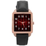 Black And Red Backgrounds Rose Gold Leather Watch  Front