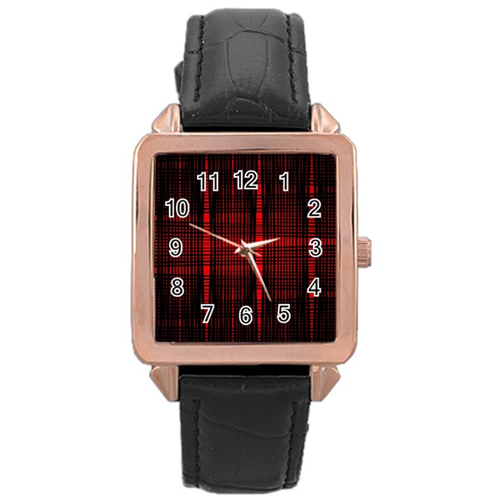 Black And Red Backgrounds Rose Gold Leather Watch 