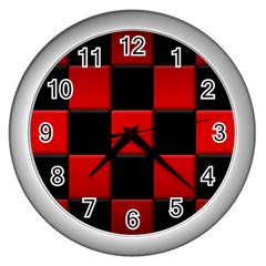 Black And Red Backgrounds Wall Clocks (silver)  by Amaryn4rt