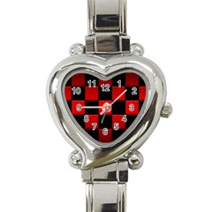 Black And Red Backgrounds Heart Italian Charm Watch