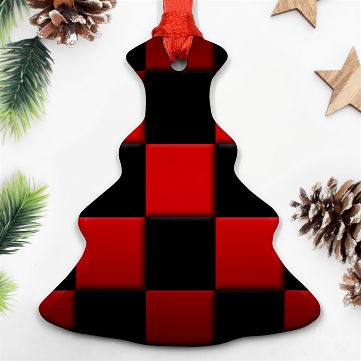 Black And Red Backgrounds Christmas Tree Ornament (Two Sides)