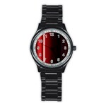 Black And Red Stainless Steel Round Watch Front