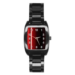 Black And Red Stainless Steel Barrel Watch