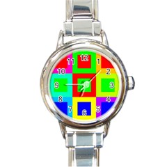 Colors Purple And Yellow Round Italian Charm Watch