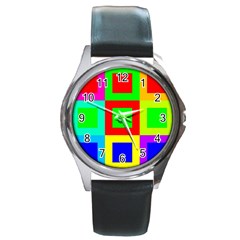 Colors Purple And Yellow Round Metal Watch