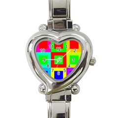 Colors Purple And Yellow Heart Italian Charm Watch