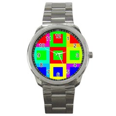 Colors Purple And Yellow Sport Metal Watch