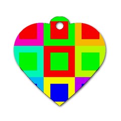 Colors Purple And Yellow Dog Tag Heart (two Sides)