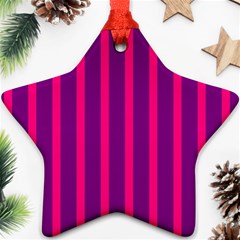 Deep Pink And Black Vertical Lines Ornament (star)