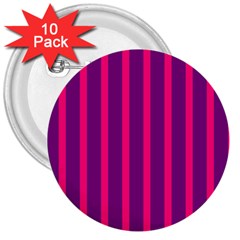 Deep Pink And Black Vertical Lines 3  Buttons (10 Pack) 