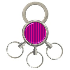 Deep Pink And Black Vertical Lines 3-ring Key Chains