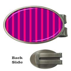 Deep Pink And Black Vertical Lines Money Clips (oval) 