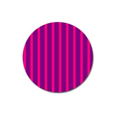 Deep Pink And Black Vertical Lines Magnet 3  (round)