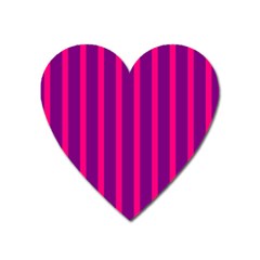 Deep Pink And Black Vertical Lines Heart Magnet