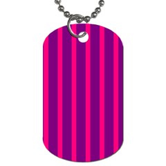 Deep Pink And Black Vertical Lines Dog Tag (one Side)