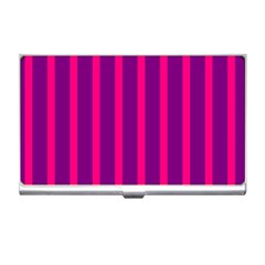 Deep Pink And Black Vertical Lines Business Card Holders