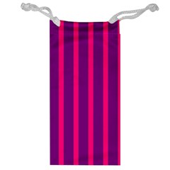 Deep Pink And Black Vertical Lines Jewelry Bag