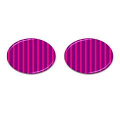 Deep Pink And Black Vertical Lines Cufflinks (oval)