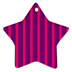 Deep Pink And Black Vertical Lines Star Ornament (two Sides)